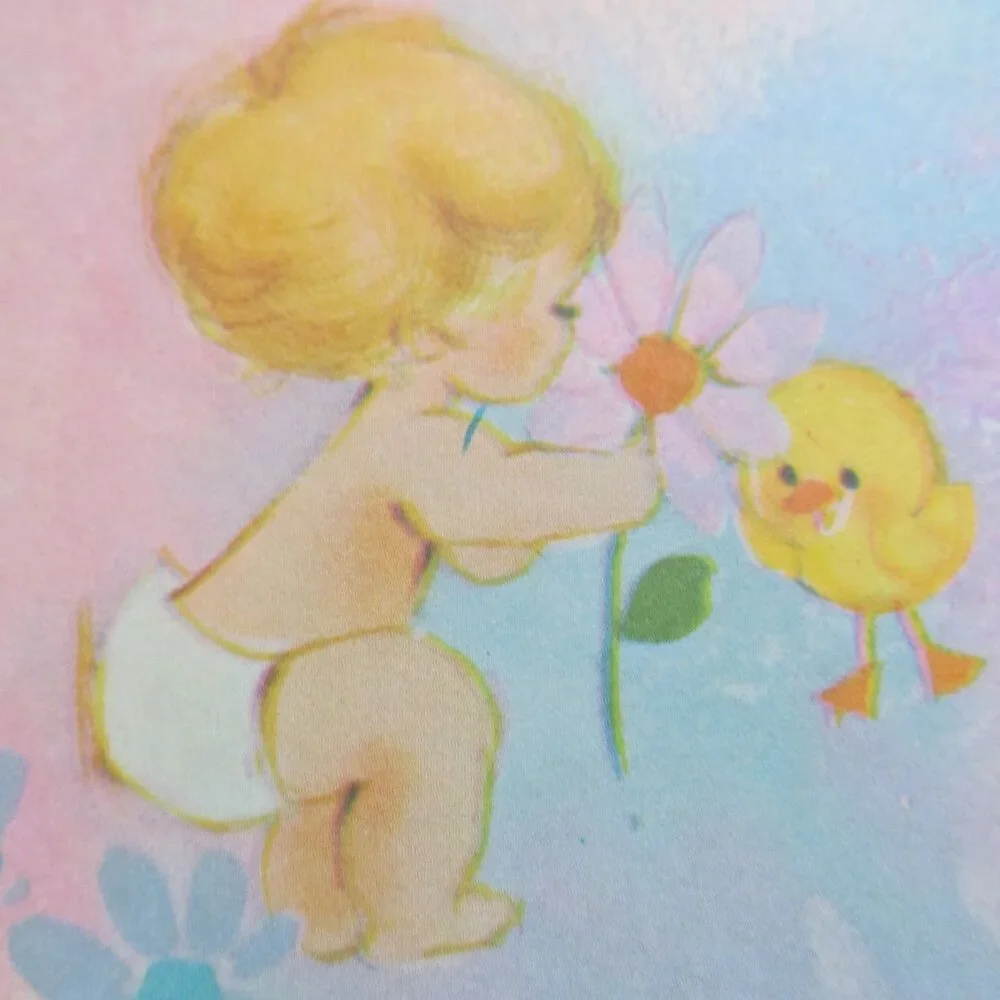 Vintage Baby Gift Wrap Cute Bears Bunnies Ducks Kittens Butterflies Nets 1 Piece